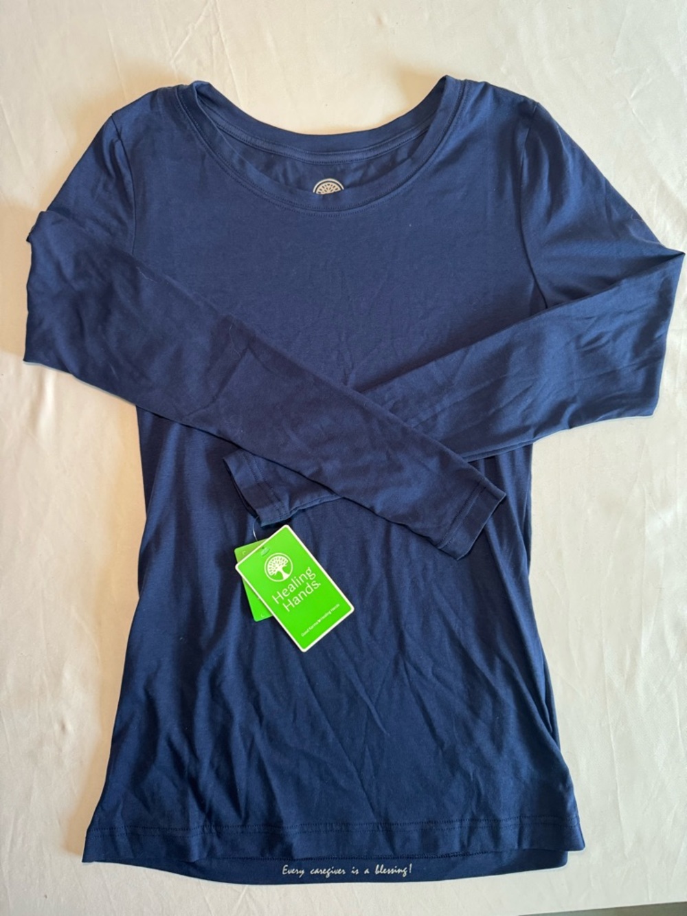 Healing Hands Navy Scoop Neck Long Sleeve Top-New With Tags!
